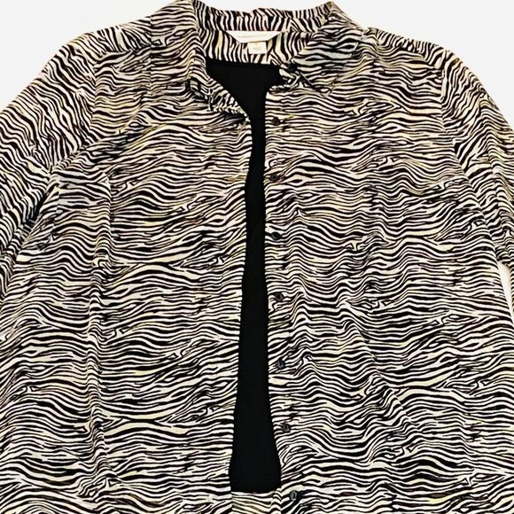 Christopher & Banks Zebra print blouse Womens Extra Large XL black yellow white - Picture 2 of 11